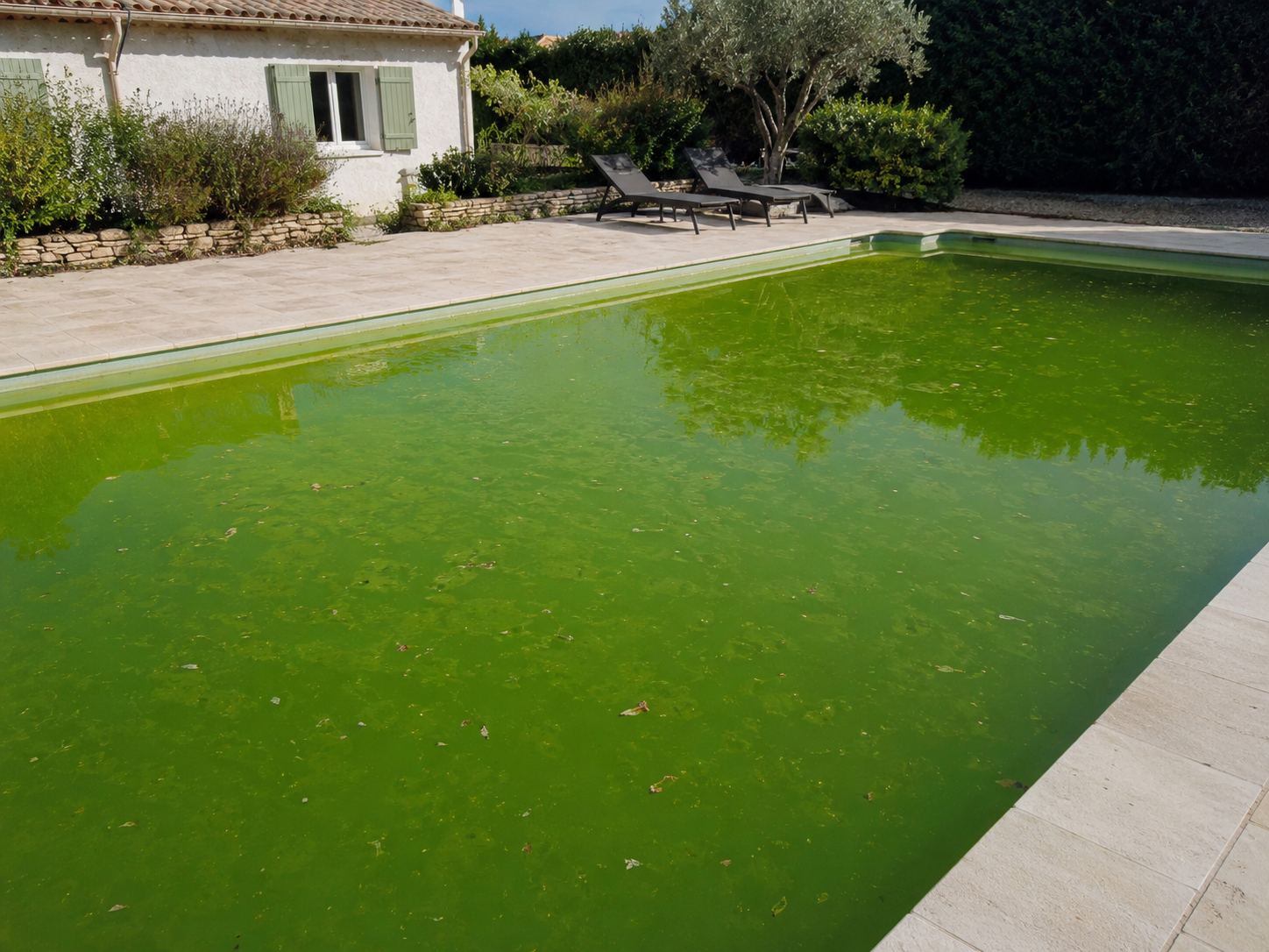 Piscine verte après chlore choc